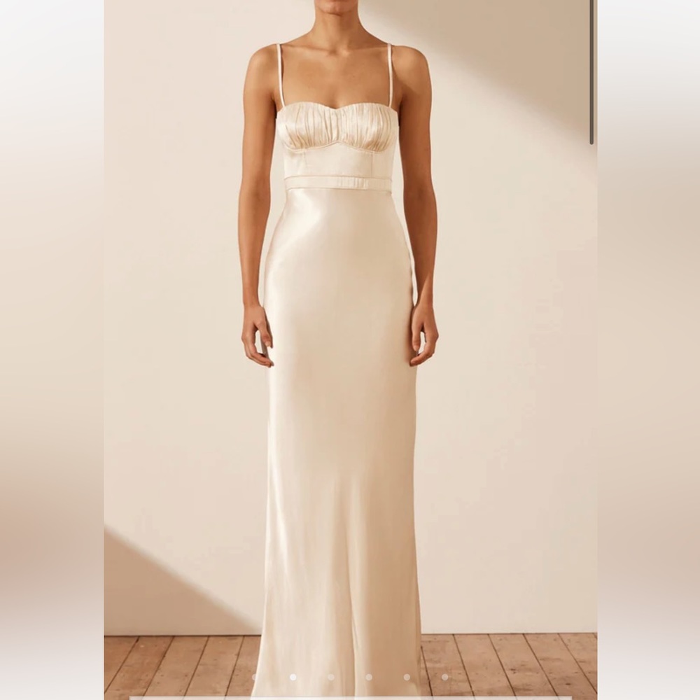 COPY - SHANA JOY LA LUNE CORDED RUCHED MAXI DRESS - CREAM